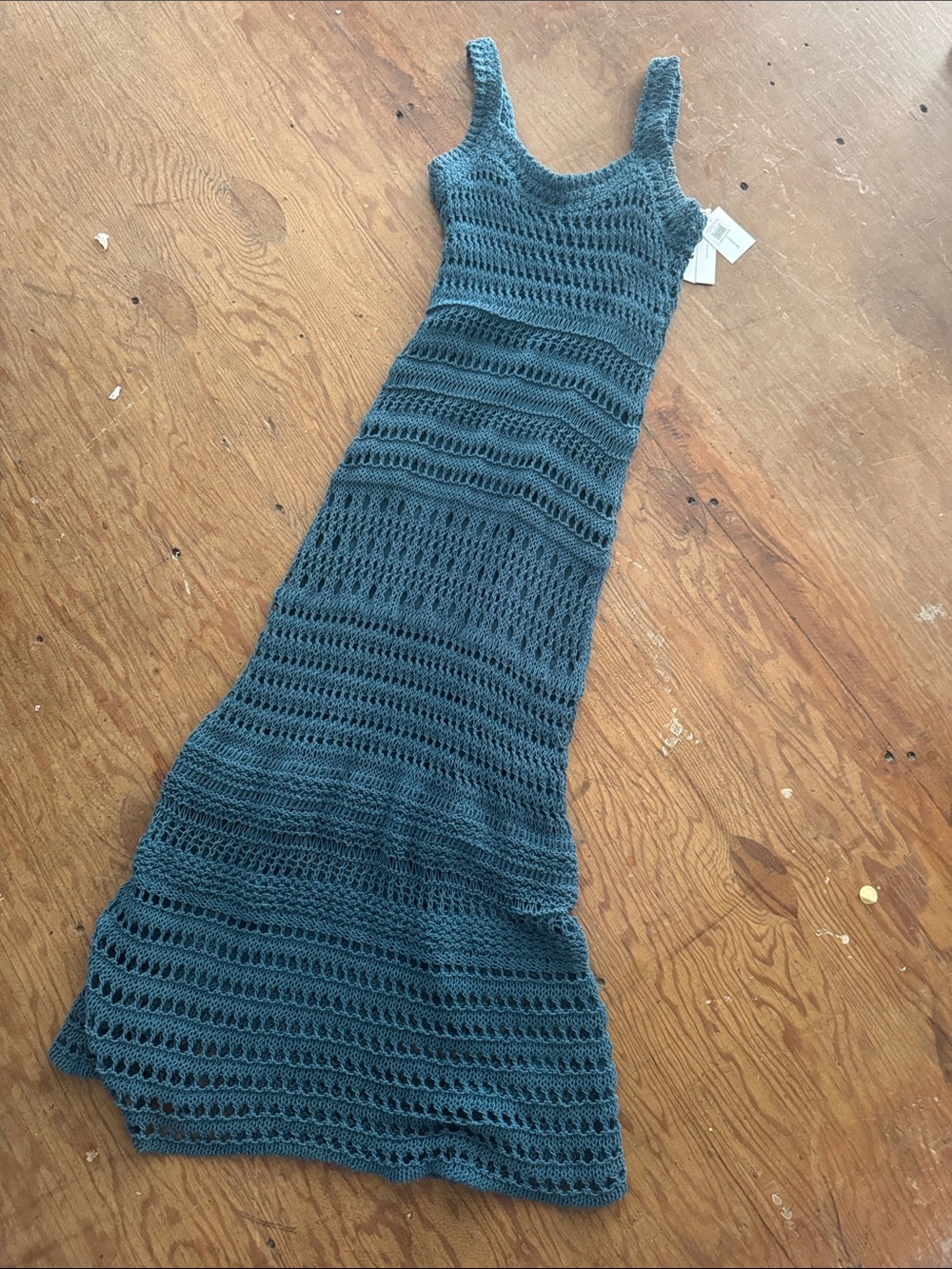 Vince Teal Crocheted Maxi Dress